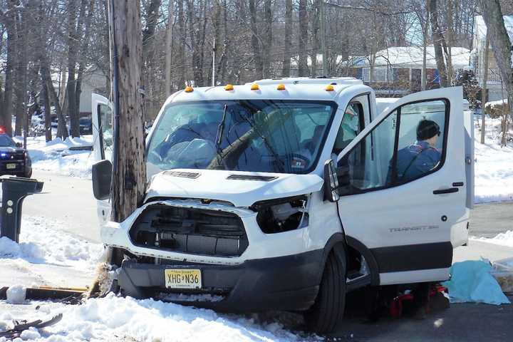 PHOTOS: Truck Slams Into Utility Pole In Hawthorne