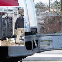 <p>The Jeep Compass landed on its side in a collision with a municipal garbage truck just off Route 17 in Paramus on Tuesday, March 7.</p>