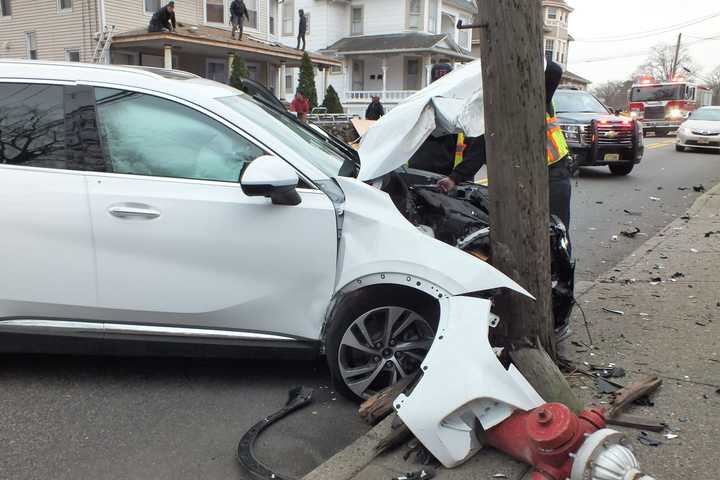 Driver, 86, OK After SUV Slams Into Hydrant, Pole In Ridgewood