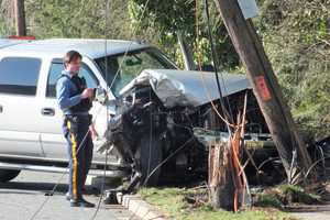 Pickup Crash Snaps Paramus Pole Clean Off