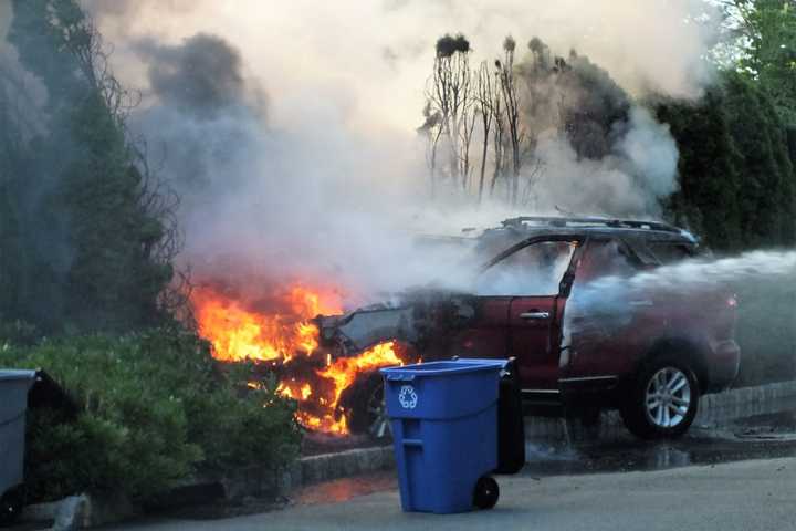 SUV Fire Doused In Glen Rock