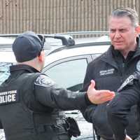 <p>Elmwood Park Police Chief Michael Foligno at the scene of the incident at BioReference Laboratories.</p>