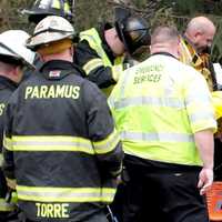 <p>The BMW crashed through the fence behind the Spencer Savings Bank on Oradell Avenue in Paramus around 2:30 p.m. Friday, March 31.</p>