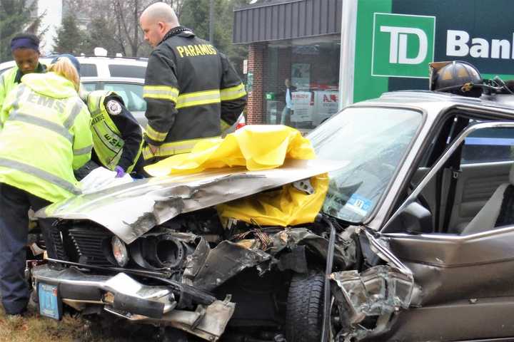 PHOTOS: BMW Crashes Outside Paramus Bank