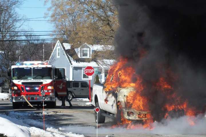 Neighboring Fire Companies Douse Pickup Truck Blaze Off Route 208