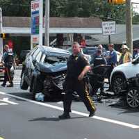 <p>Moments after the crash at Plaza Road and Fair Lawn Avenue across from Radburn Plaza.</p>