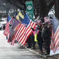 <p>Red, white and blue support for the truckers convoy.</p>