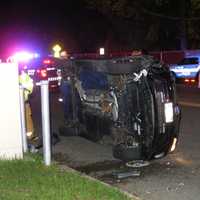 <p>Fair Lawn Rescue members cut out a portion of the windshield to free the Saddle River Road driver.</p>