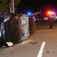 <p>Fair Lawn Rescue members cut out a portion of the windshield to free the Saddle River Road driver.</p>