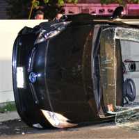 <p>Fair Lawn Rescue members cut out a portion of the windshield to free the Saddle River Road driver.</p>