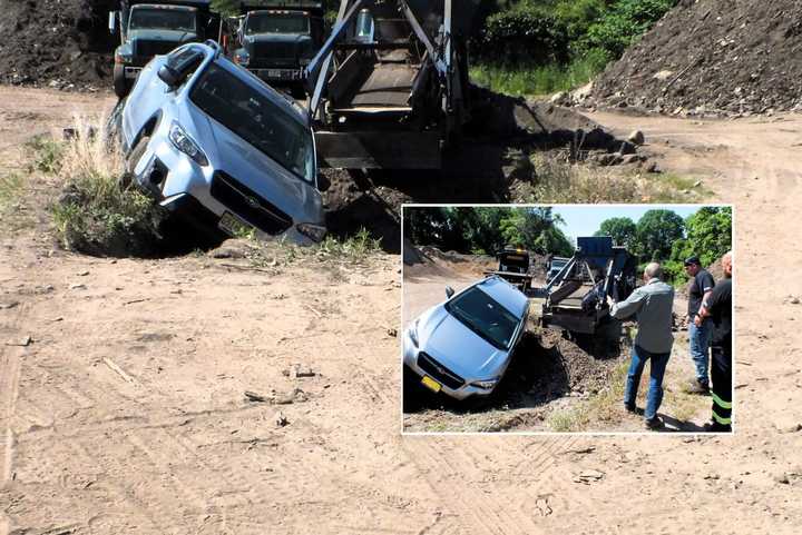 The driver and his wife were OK after the mishap at Eisele&#x27;s in Paramus on Sunday, May 28.