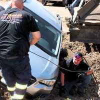 <p>Bergen Brookside Towing pulled the Subaru Crosstrek from the hole at Eisele&#x27;s in Paramus.</p>