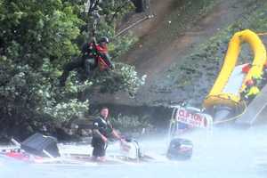 Firefighters On Rescue Mission Airlifted After Going Over Falls In Passaic River