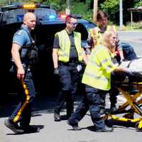 <p>Members of the Paramus Police Emergency Services Unit, borough patrol officers a Paramus EMS crew went to work before the rig took her to Hackensack University Medical Center, accompanied by a paramedic team from The Valley Hospital in Ridgewood.</p>