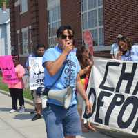 Immigrants And Allies Rally Outside Chase Bank In Bridgeport