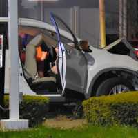 <p>The SUV rammed the pole outside the BP station at the busy intersection of Lincoln Avenue and Wagaraw Road in Fair Lawn at the Hawthorne border.</p>