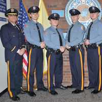 <p>From left: Deputy Chief Robert Guidetti, Michael Focarino, Brian Doughty, William F. Stallone, Kevin Grady, Jamie Piccinich, Chief Kenneth Ehrenberg</p>