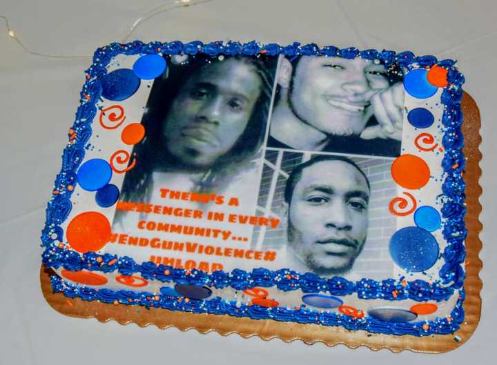 Cake in the memory of those lost to gun violence, which was served at the community dinner.