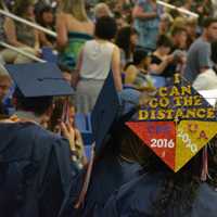 <p>Scores of Carmel High School's 2016 graduates attended commencement with mortarboard art.</p>