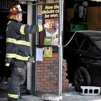 <p>The BMW took out the entire front window of the Krauszer&#x27;s on Locust Avenue in Wallington.</p>