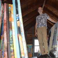 <p>Joe LaMattina stores his artwork in the attic.</p>