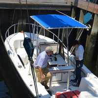 <p>Soundkeeper Bill Lucey takes his maiden voyage on the Terry Backer Thursday.</p>