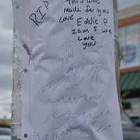 <p>Friends left memorial messages near the corner of Fairfield and Park avenues, the site of a police officer-involved fatal shooting in Bridgeport.</p>