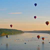 <p>Balloons take off during a mass launch at the 2014 festival.</p>