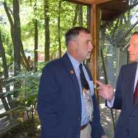 <p>Beardsley Zoo Director Gregg Dancho, left, chats with U.S. Sen. Richard Blumenthal at the zoo on Wednesday.</p>