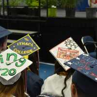 <p>Scores of Carmel High School's 2016 graduates attended commencement with mortarboard art.</p>
