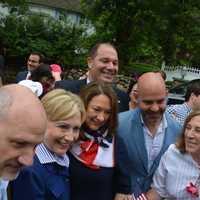 <p>Hillary Clinton poses for photos with the New Castle Town Board. From left to right: Supervisor Rob Greenstein, Councilwoman Lisa Katz, Councilman Jeremy Saland and Councilwoman Hala Makowska. Deputy Supervisor Adam Brodsky is in the background.</p>