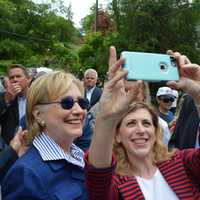 <p>Hillary Clinton poses for a selfie moments before the start of New Castle&#x27;s 2016 Memorial Day parade, which was held in downtown Chappaqua.</p>