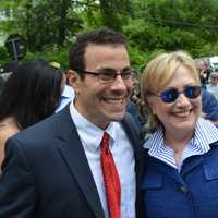 <p>Hillary Clinton poses for photos with Rabbi Jonathan Jaffe, who is with Temple Beth El of Northern Westchester. The temple is located just down the road from where New Castle&#x27;s annual Memorial Day parade started.</p>