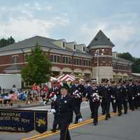 <p>Mahopac firefighters march in their annual dress parade.</p>