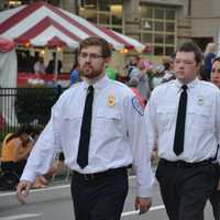 <p>Members of the Carmel Volunteer Ambulance Corps march in the Mahopac Volunteer Fire Department&#x27;s dress parade.</p>