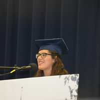 <p>Tess Seip, Carmel High School's 2016 salutatorian, delivers her address at the commencement.</p>
