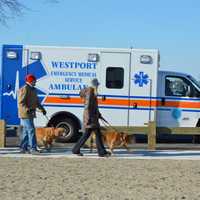 <p>Westport EMS is on the scene — just in case.</p>