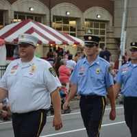 <p>New Fairfield firefighters march in the Mahopac Volunteer Fire Department&#x27;s dress parade.</p>