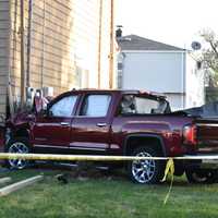 <p>The pickup was headed south on River Road when it slammed into the foundation of the two-family house on Bogle Avenue in North Arlington.</p>