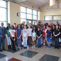 <p>The students at the hall of fame ceremony.</p>