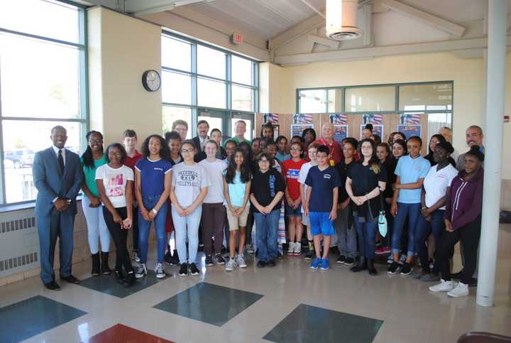 The students at the hall of fame ceremony.