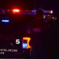 <p>One of the vehicle occupants is taken into custody by Paramus police following a pursuit late Wednesday, March 22.</p>