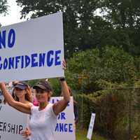 <p>Parents in Chappaqua rallied early Monday morning to call for the departure of schools Superintendent Lyn McKay over her handling of a sex-abuse case involving a former high school drama teacher.</p>