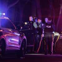 <p>Paramus police following the late-night pursuit on Wednesday, March 22.</p>