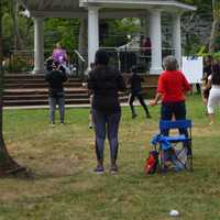 <p>The audience participates in Zumba at Stratford&#x27;s Dance Day.</p>