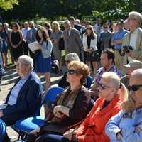 <p>Attendees at the renaming of Muscoot Farm in Somers. The farm was officially renamed in honor of late County Executive Al DelBello.</p>