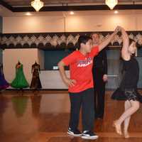 <p>Aleksandra Mangieleva teaches two students at Ventura Dance Center in Closter.</p>