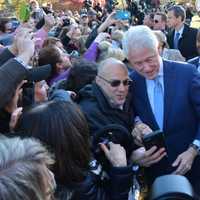 <p>Bill Clinton meets with a crowd of supporters after he and Hillary Clinton cast their presidential votes in Chappaqua.</p>