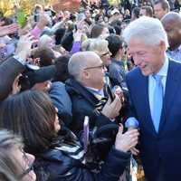 <p>Bill Clinton meets with a crowd of supporters after he and Hillary Clinton cast their presidential votes in Chappaqua.</p>