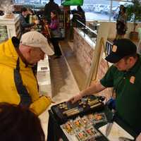<p>Free samples of sausage are offered at DeCicco &amp; Sons in Millwood.</p>